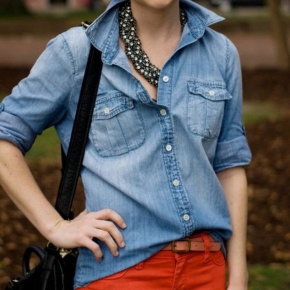 J. Crew Chambray Jean Button Down Shirt - Size L